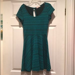 Teal and black patterned Dress